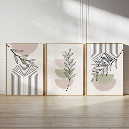 lime green and pink watercolour boho wall art prints