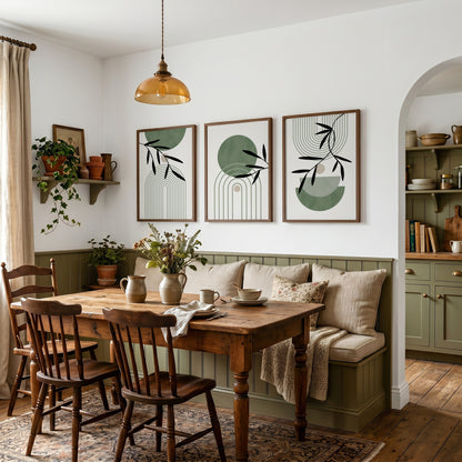 green boho wall art prints