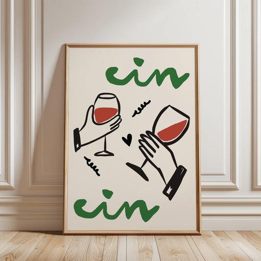 Cin Cin Wine Print, Green