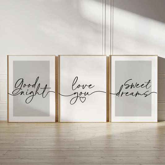 romantic quote wall art for couples bedroom, good night, love you, sweet dreams