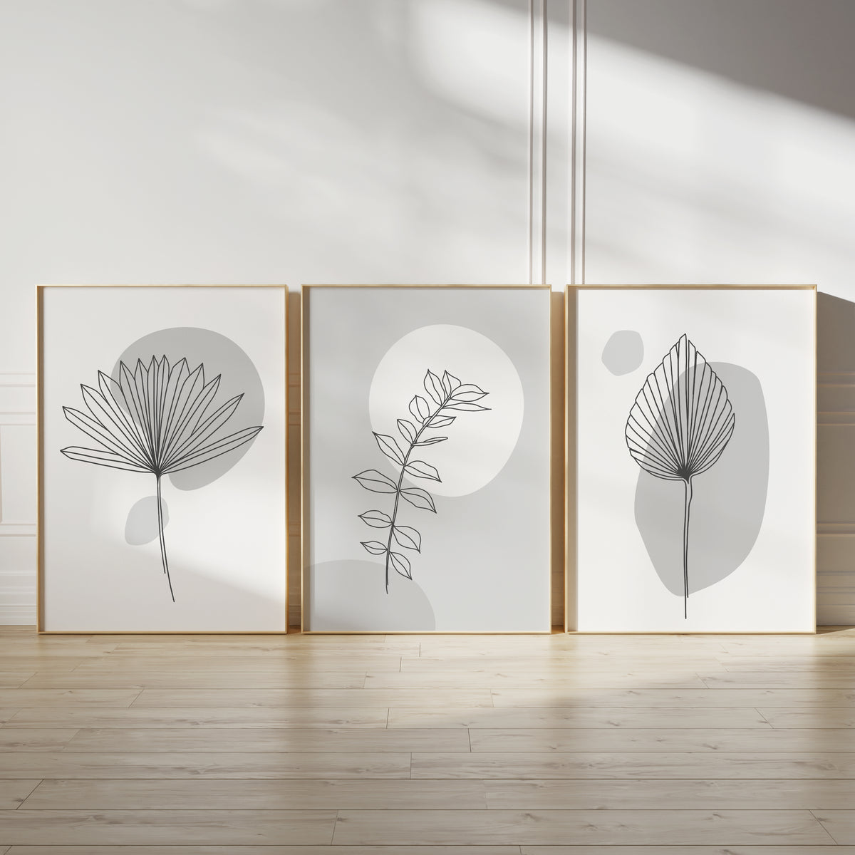 Grey botanical wall art set