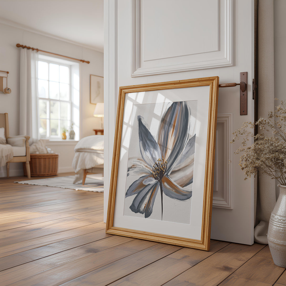 Floral Print, Grey Botanical Wall Art