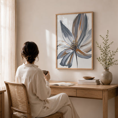 Floral Print, Grey Botanical Wall Art