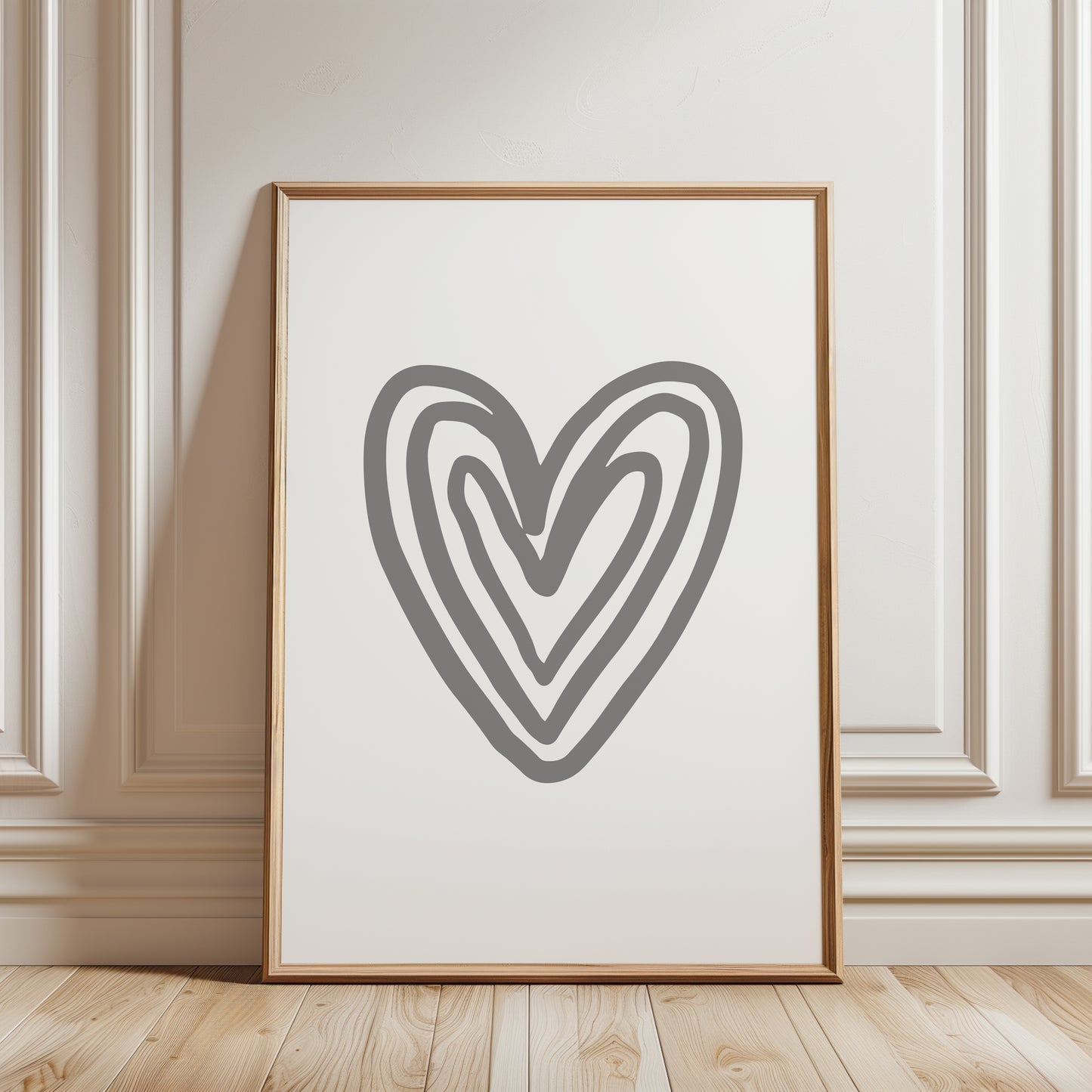 Set of 3 Grey Love Heart Bedroom Wall Art Prints