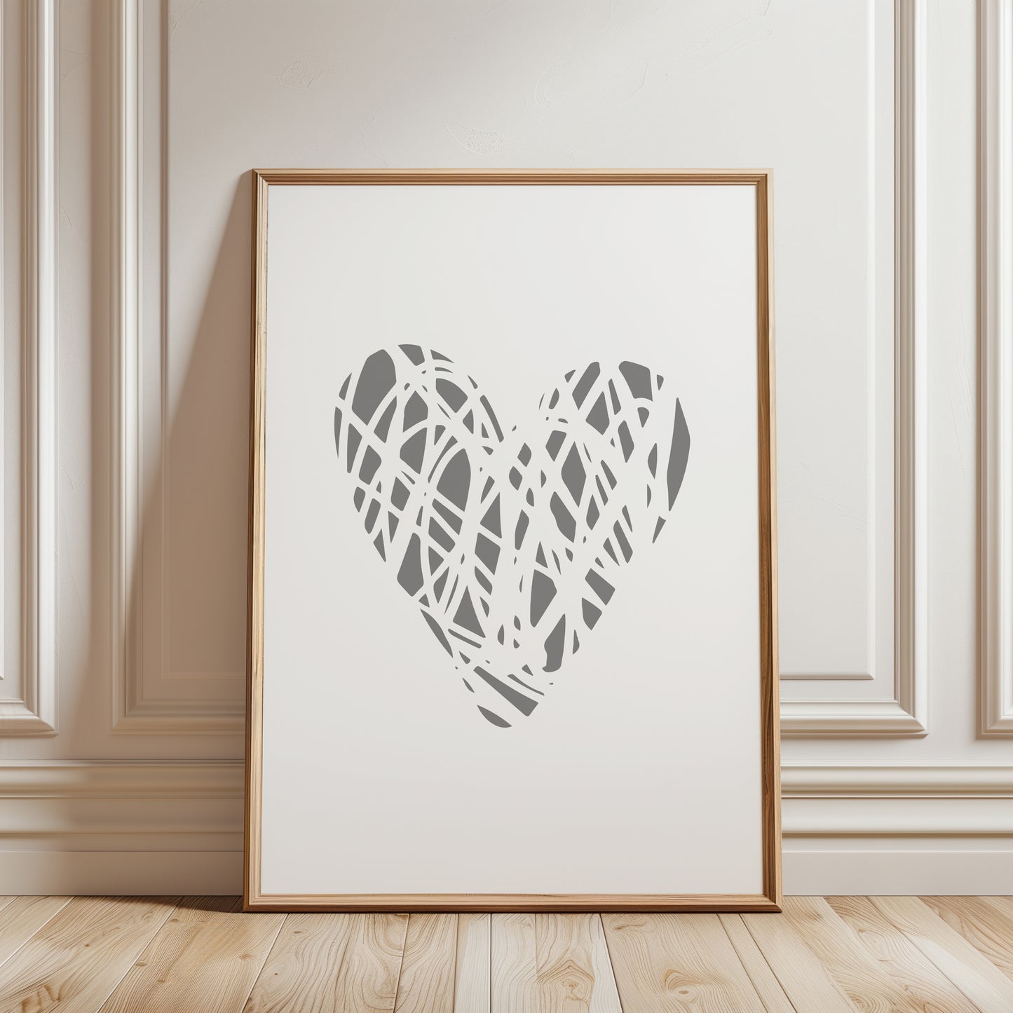 Set of 3 Grey Love Heart Bedroom Wall Art Prints