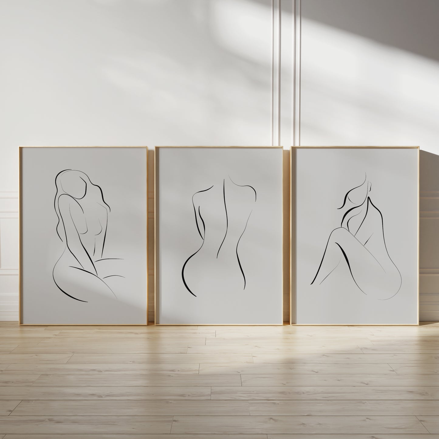 Grey women line art bedroom prints