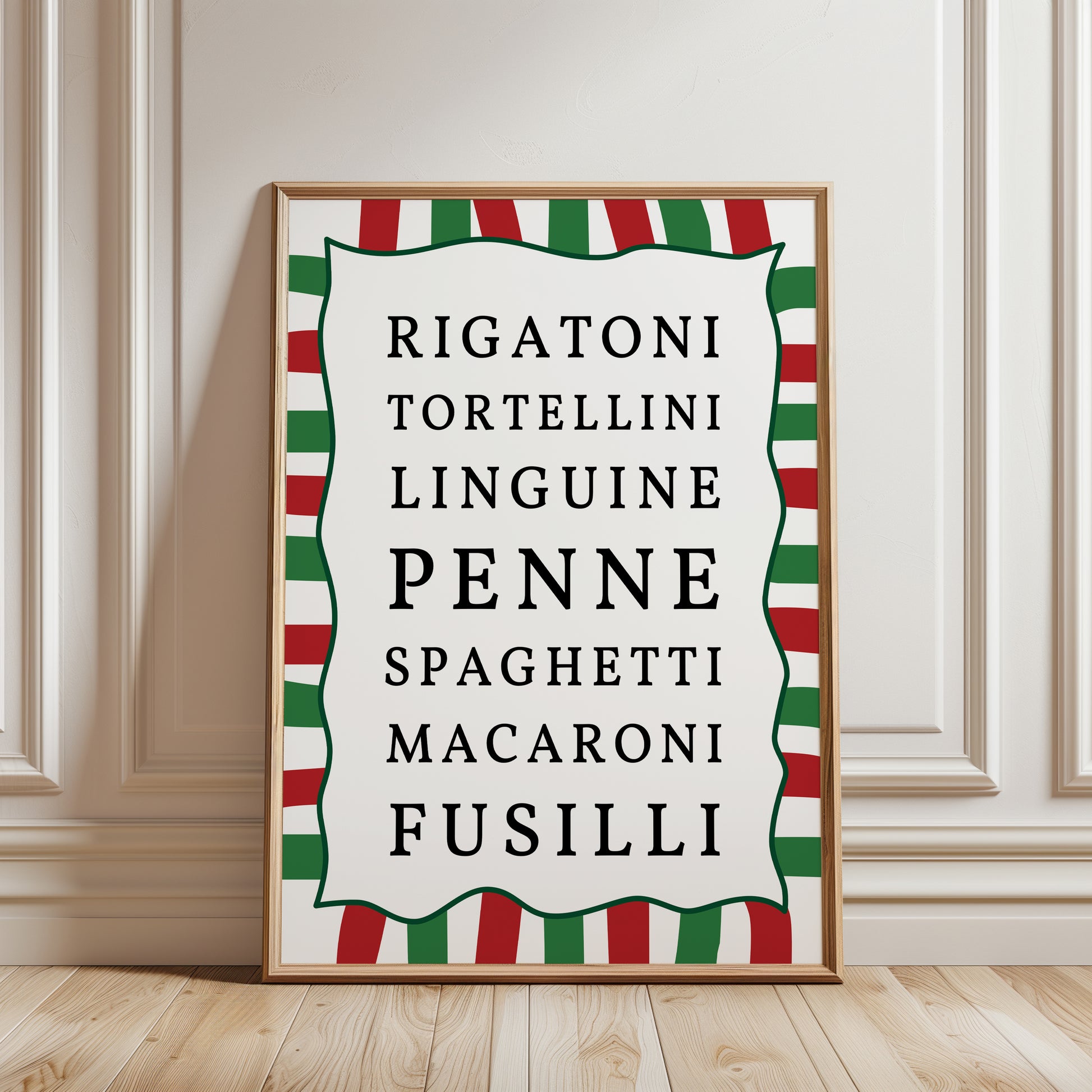 pasta print for kitchen in italian colours