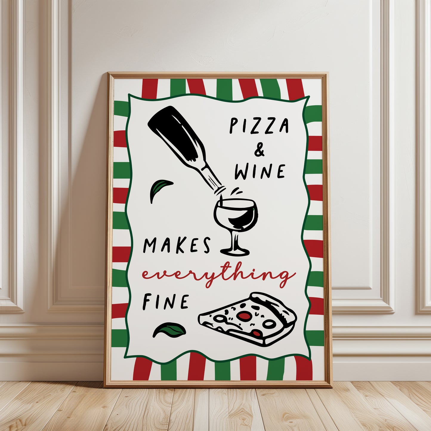 pizza and wine print