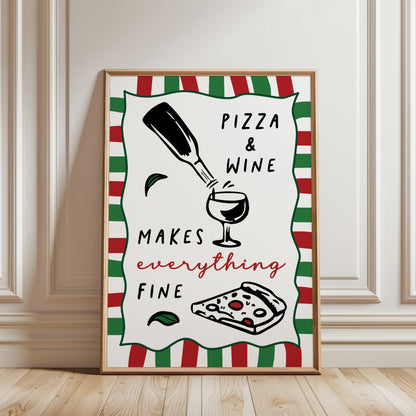 pizza and wine print