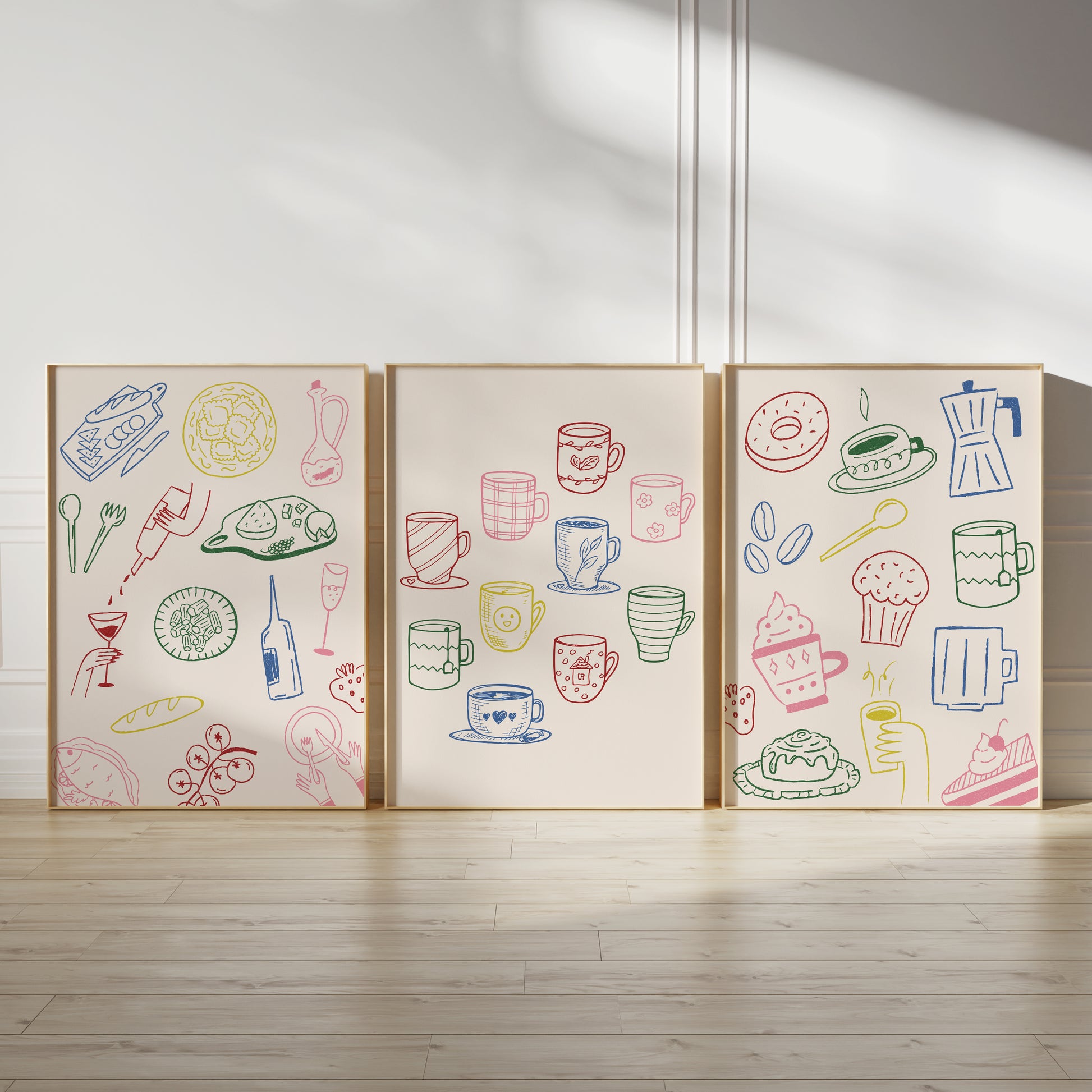 Set of three kitchen wall art prints