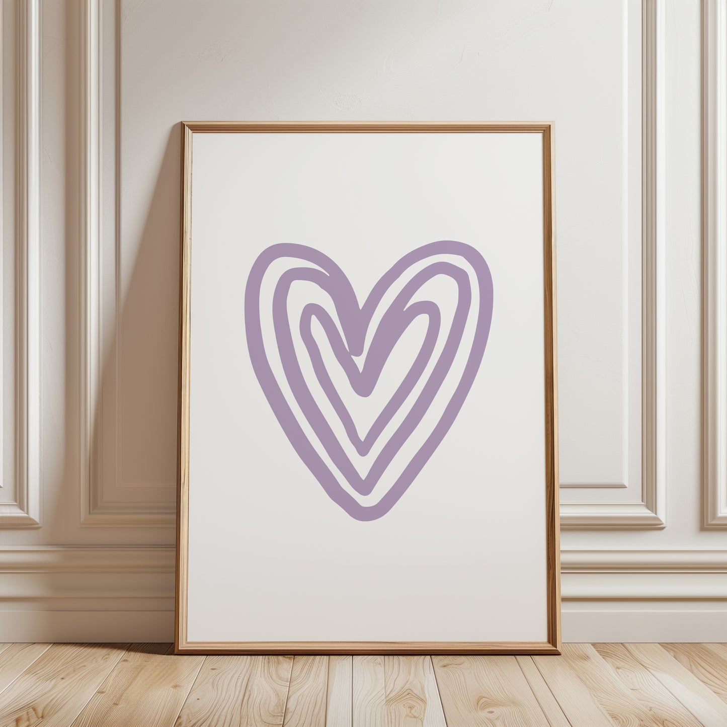 Set of 3 Lilac Love Heart Wall Prints