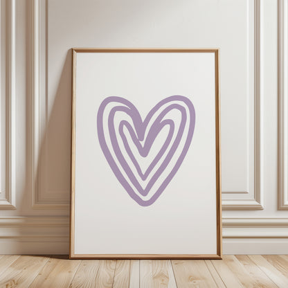 Set of 3 Girls Lilac Love Heart Prints