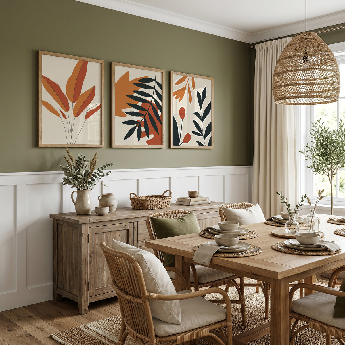 Set of 3 Autumn Leaf Abstract Wall Prints