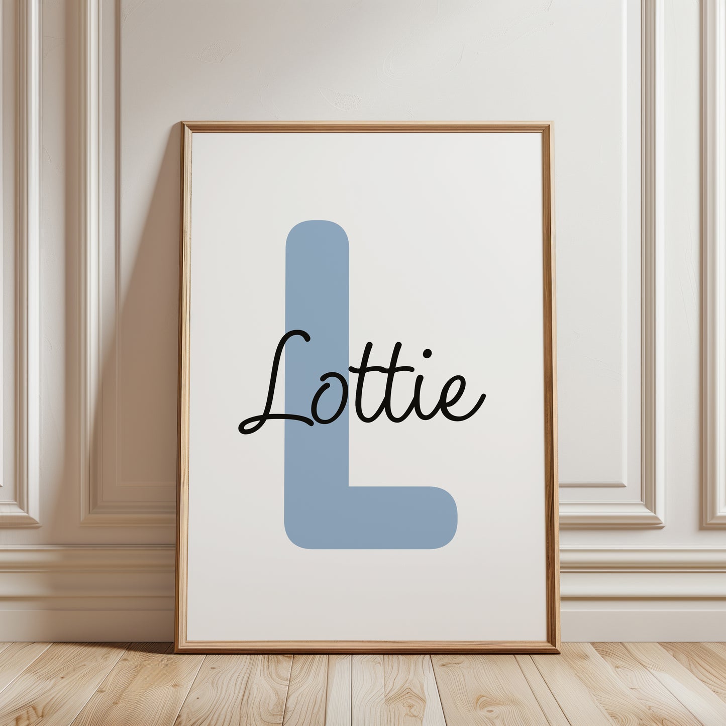 Set of 3 Girls Light Blue Personalised Wall Art Prints