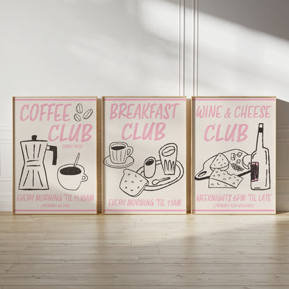 Set of 3 pink kitchen prints
