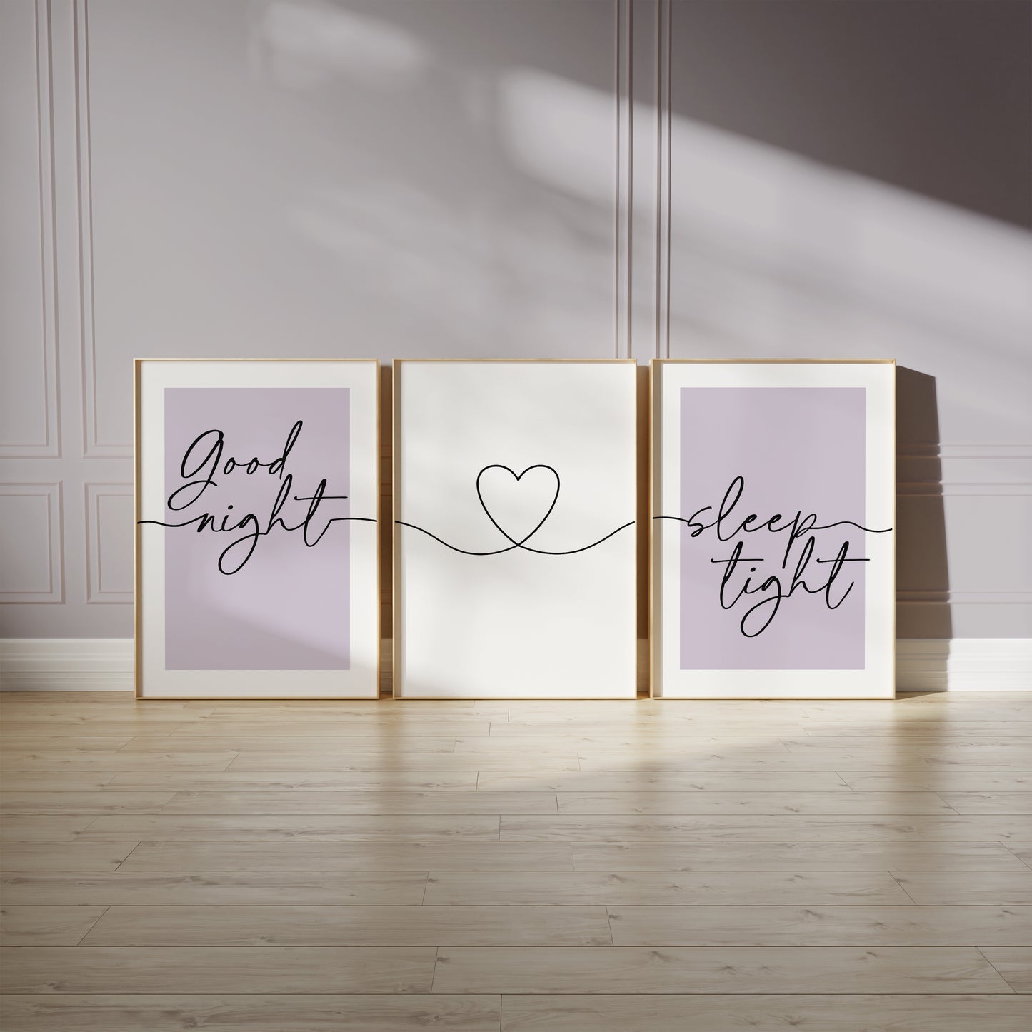 lilac good night sleep tight bedroom prints