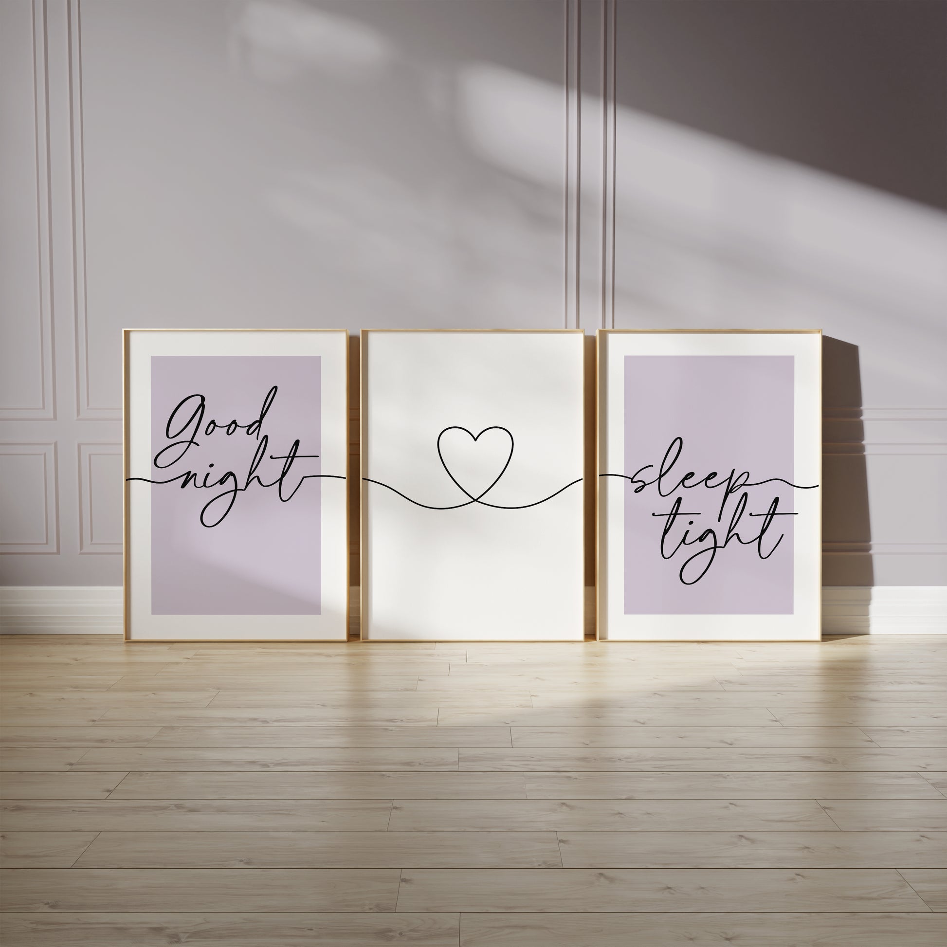 lilac good night sleep tight bedroom prints