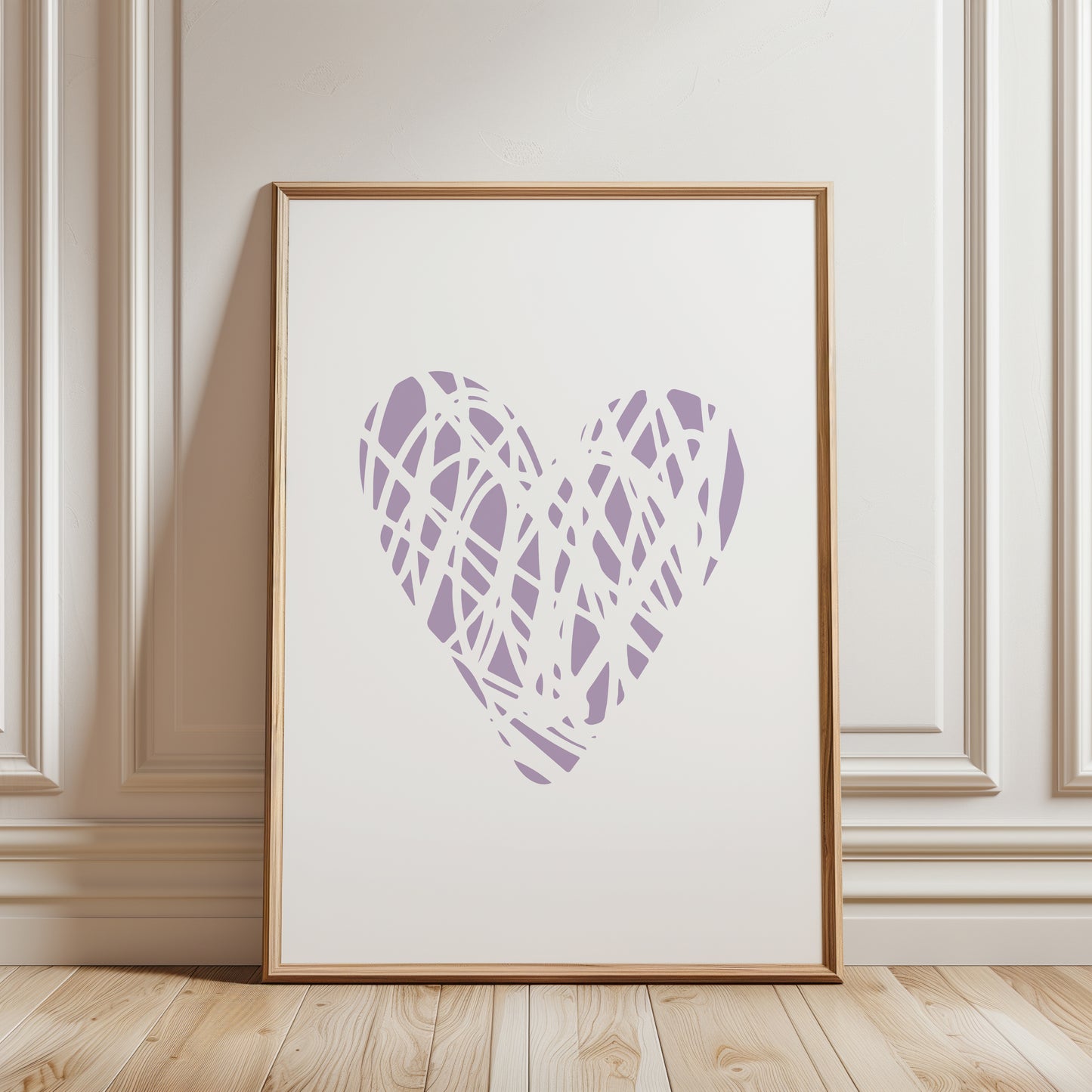 Set of 3 Lilac Love Heart Wall Prints