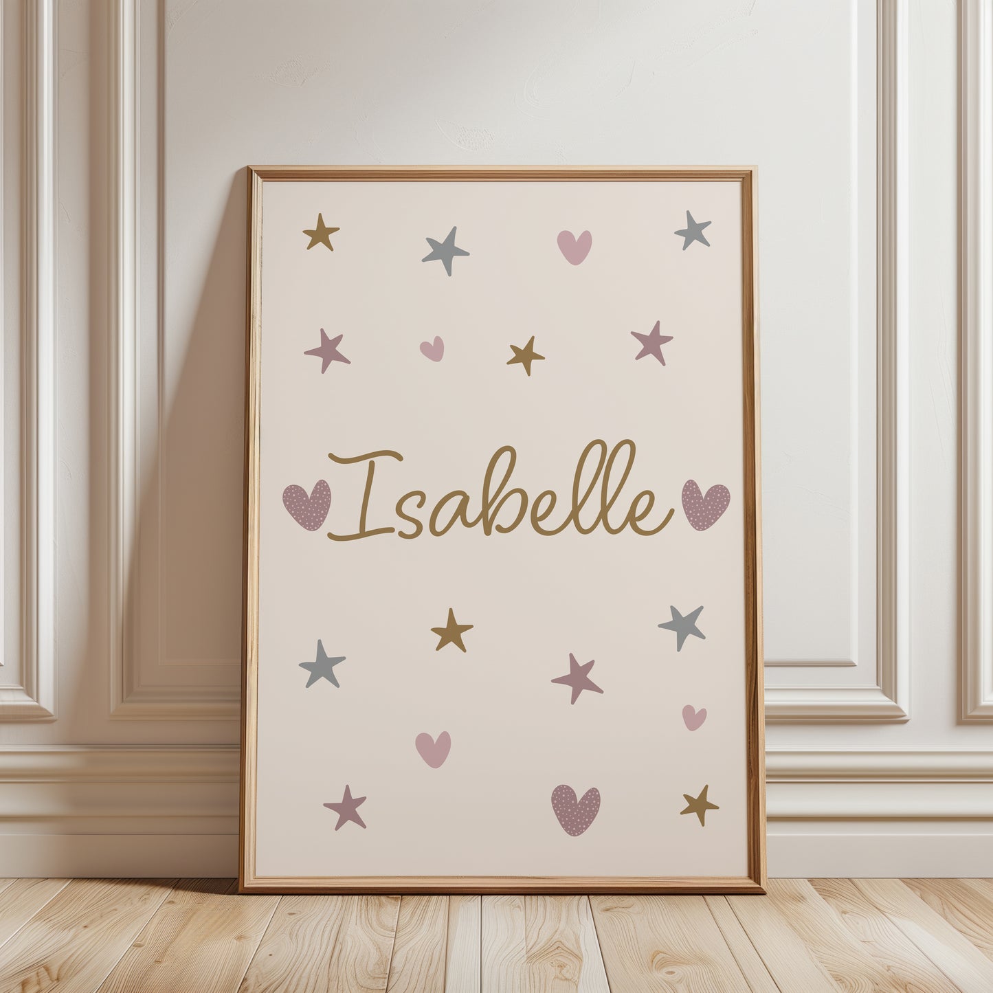 girls personalised prints with stars and love hearts