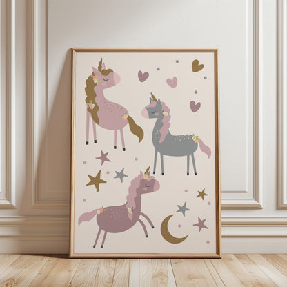little girls unicorn prints for bedroom wall decor