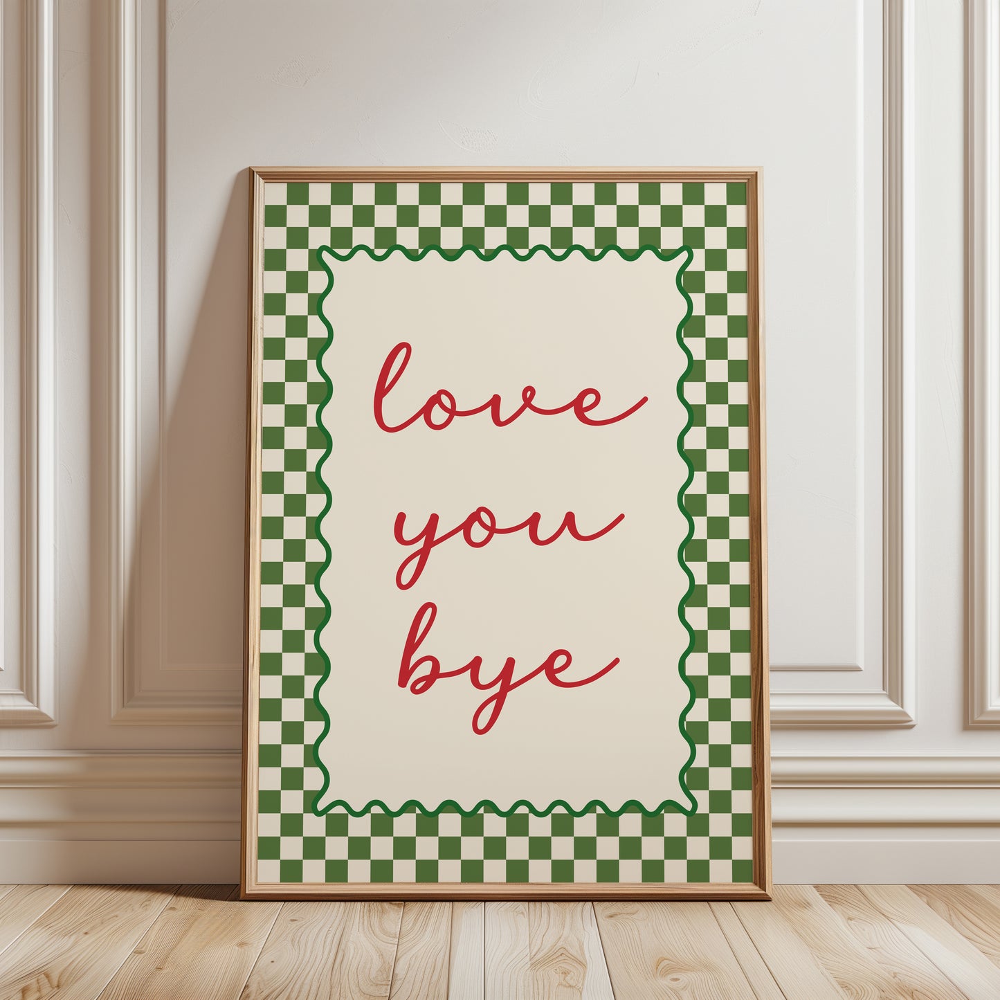 Olive Green Hallway Print, "Love you bye"