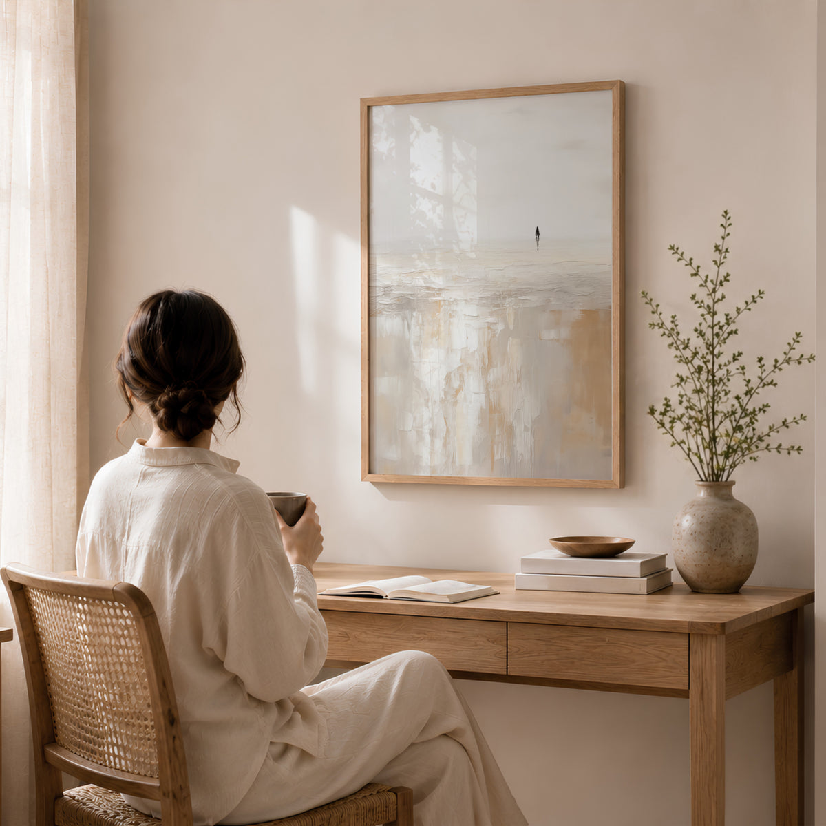 Neutral Abstract Landscape Art, Set of 3