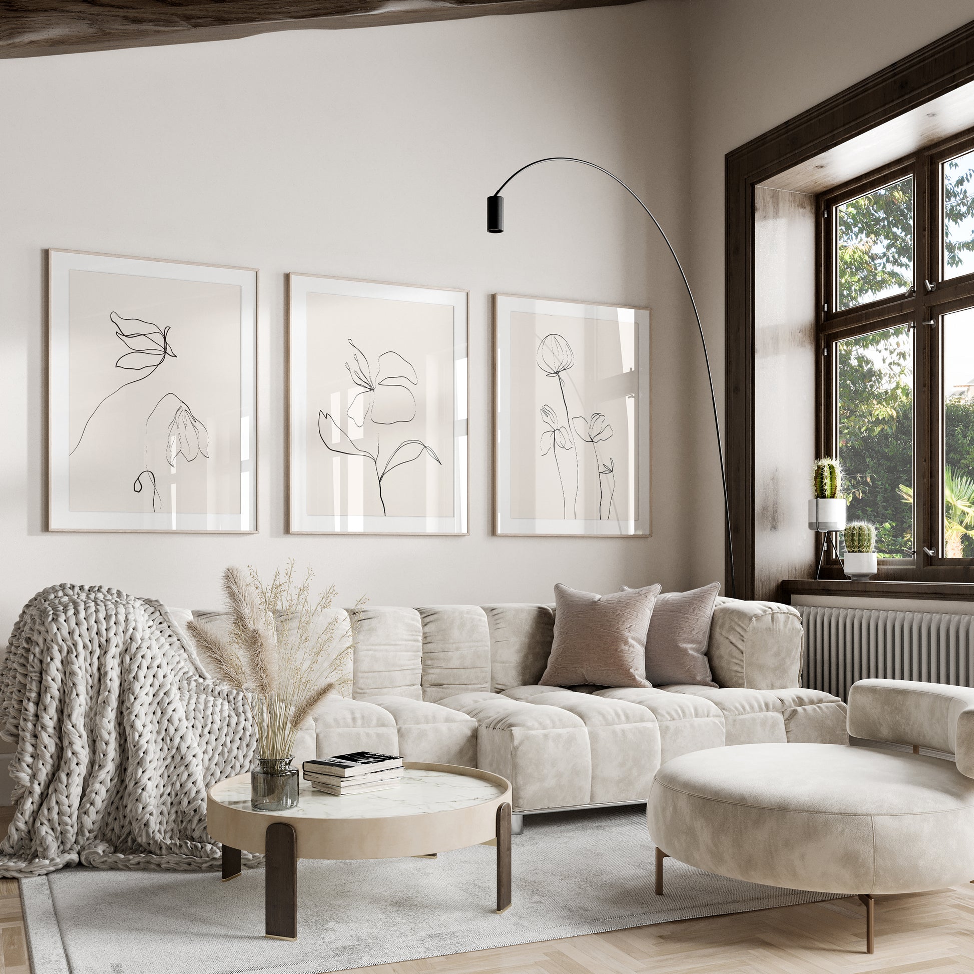 minimalist neutral living room wall art prints