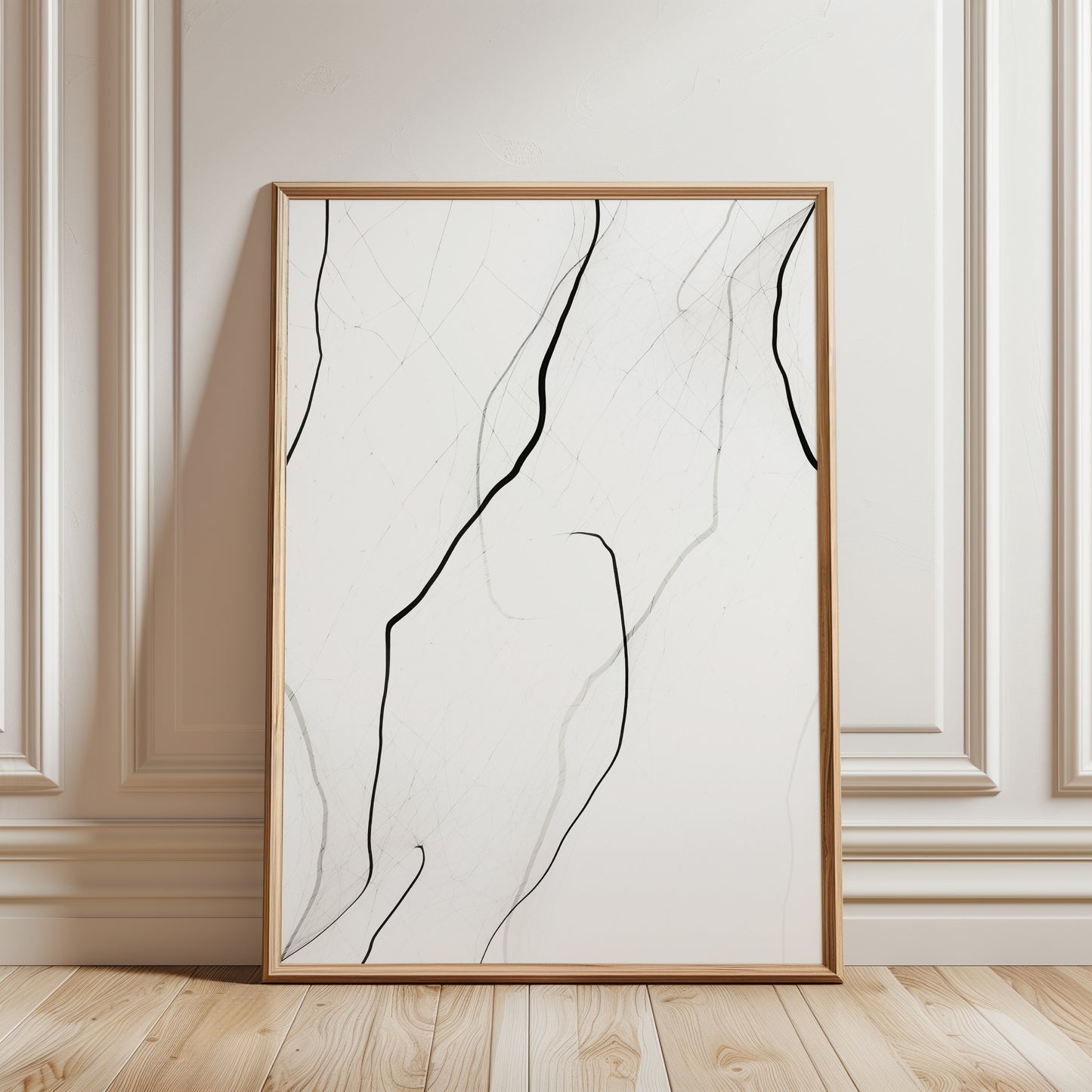 minimalist wall art print, black and charcoal grey lines on an off white background