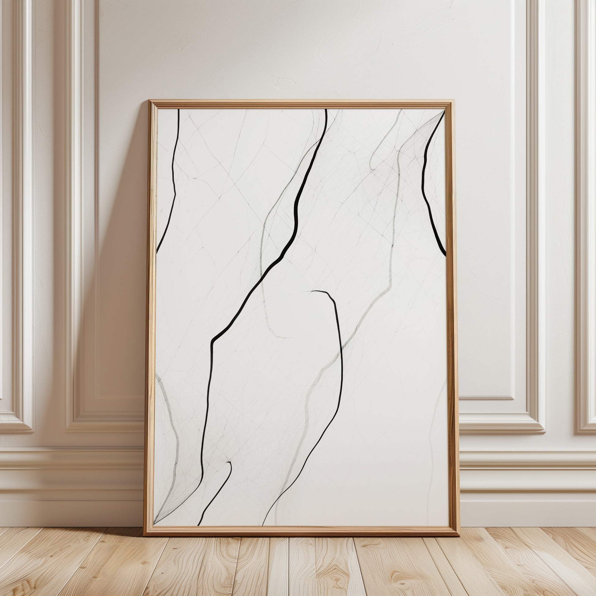 minimalist wall art print, black and charcoal grey lines on an off white background