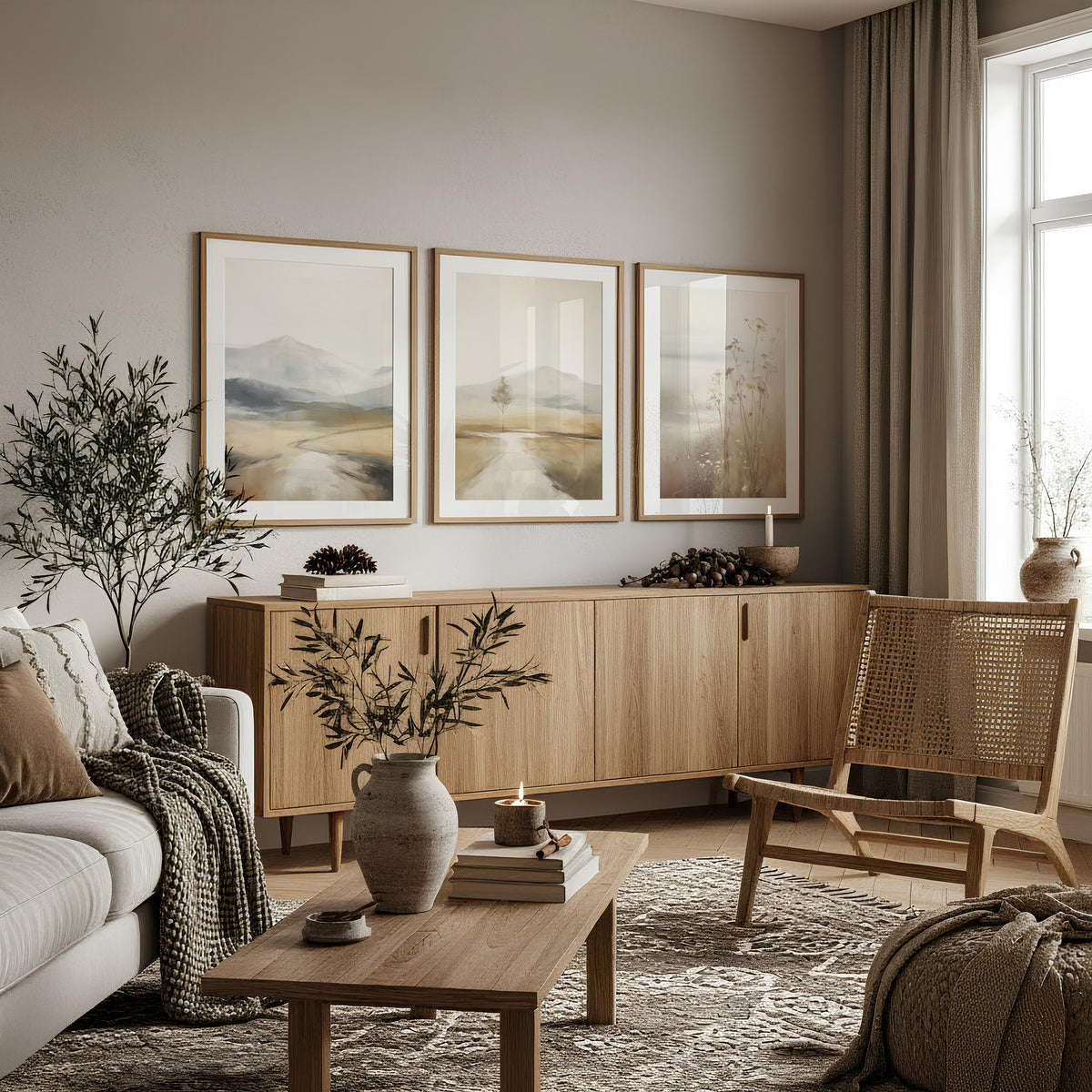 Neutral landscape living room wall art prints