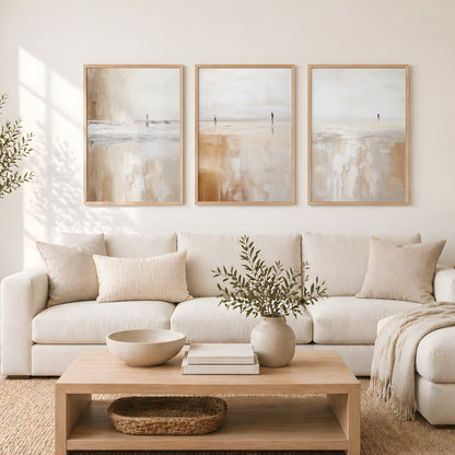 Neutral Abstract Landscape Art, Set of 3