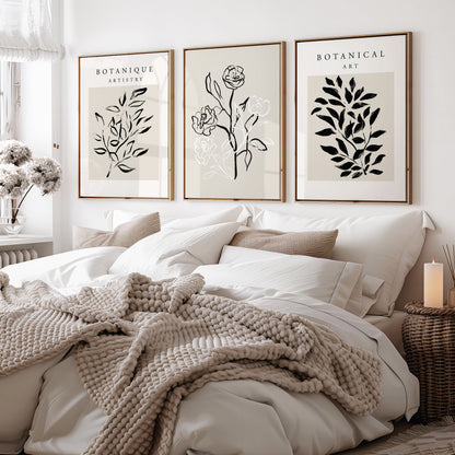 Neutral botanical bedroom wall art print set