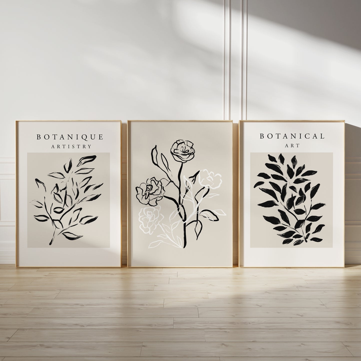 Neutral botanical wall art print set