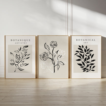Neutral botanical wall art print set