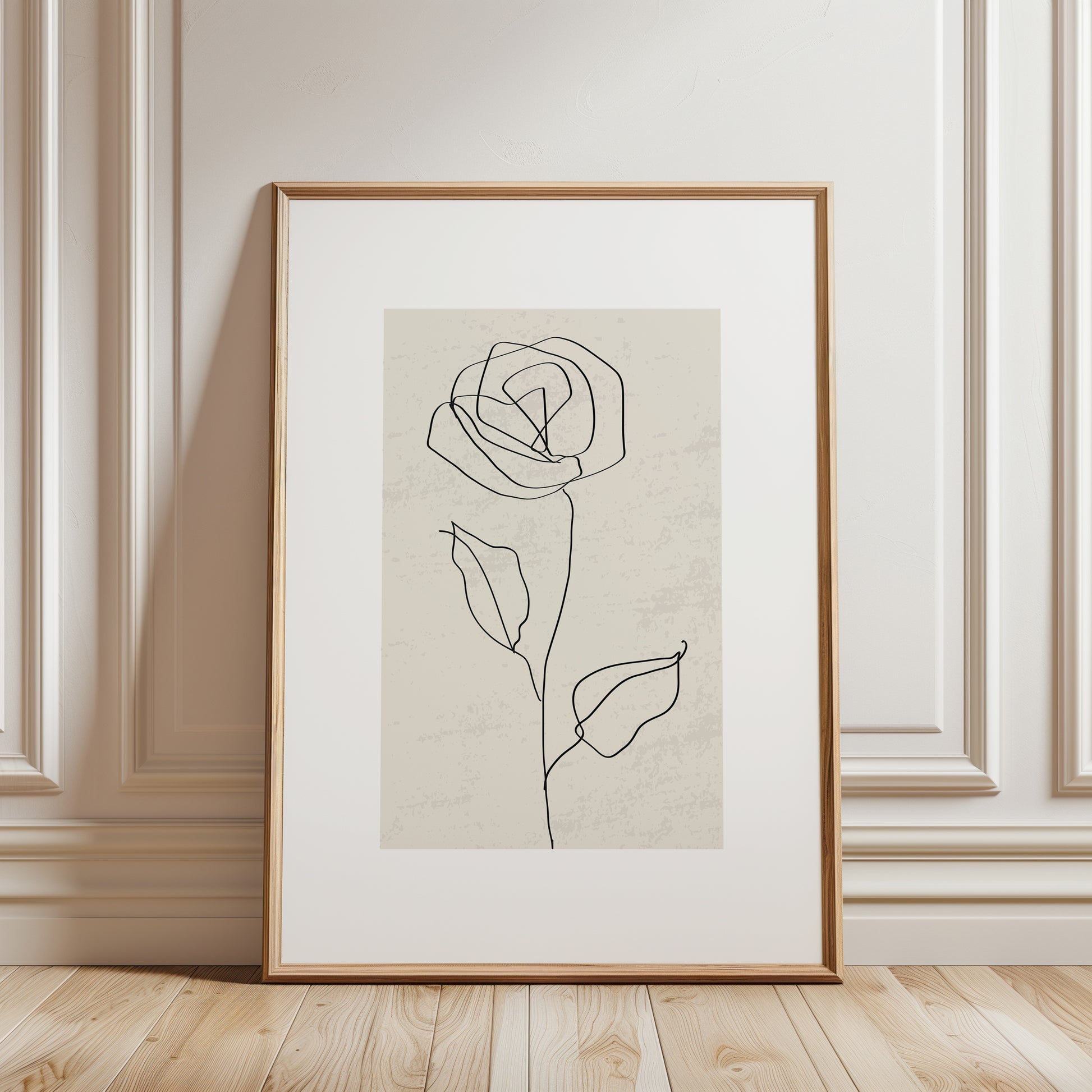 neutral line art flower print