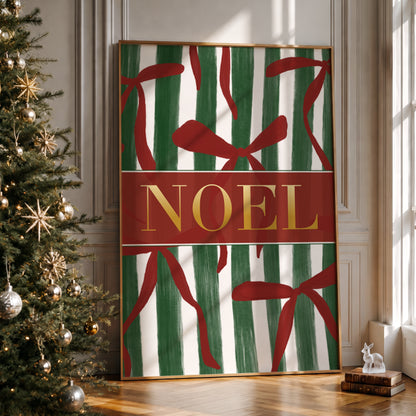Pink, Red & Gold Christmas Print, Noel