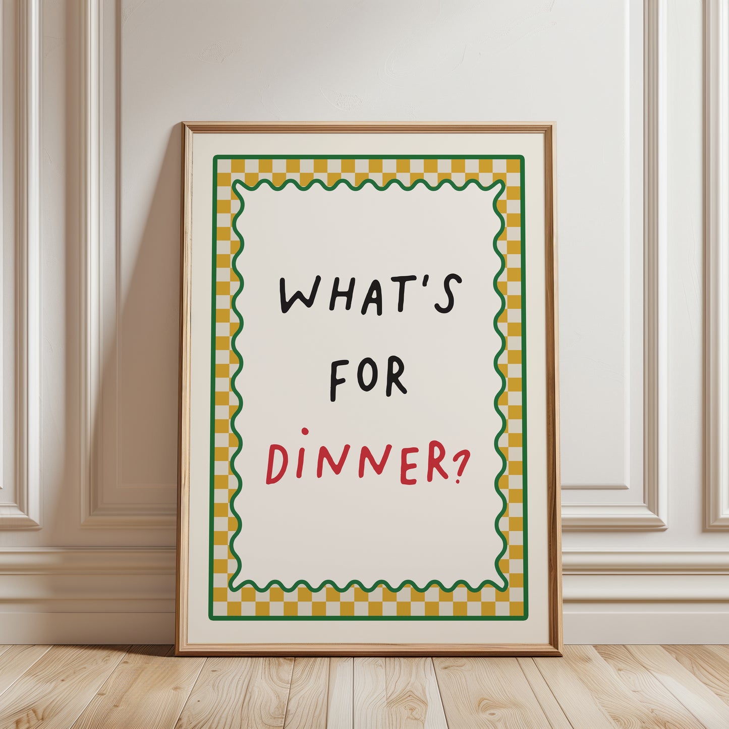 Kitchen Wall Art Print, What's for Dinner, Ochre
