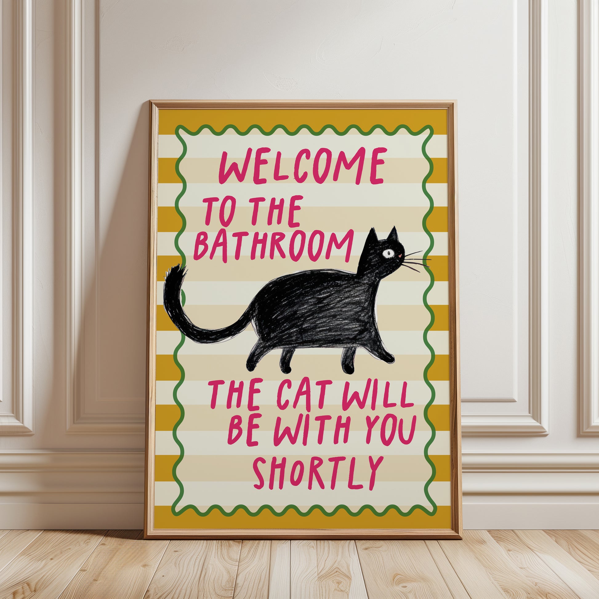 Bathroom print for cat owner, funny quote wall art