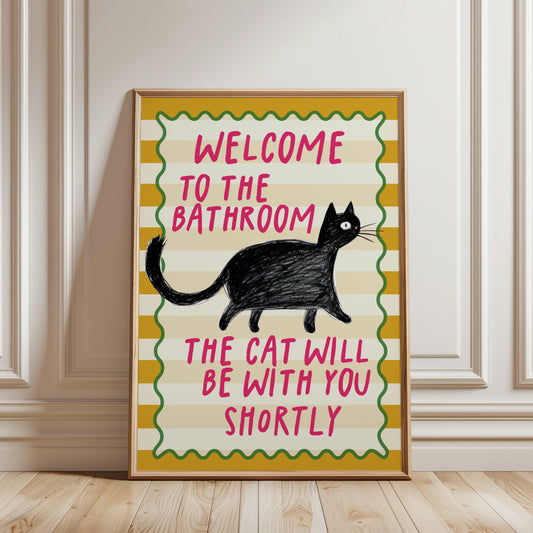 Bathroom print for cat owner, funny quote wall art