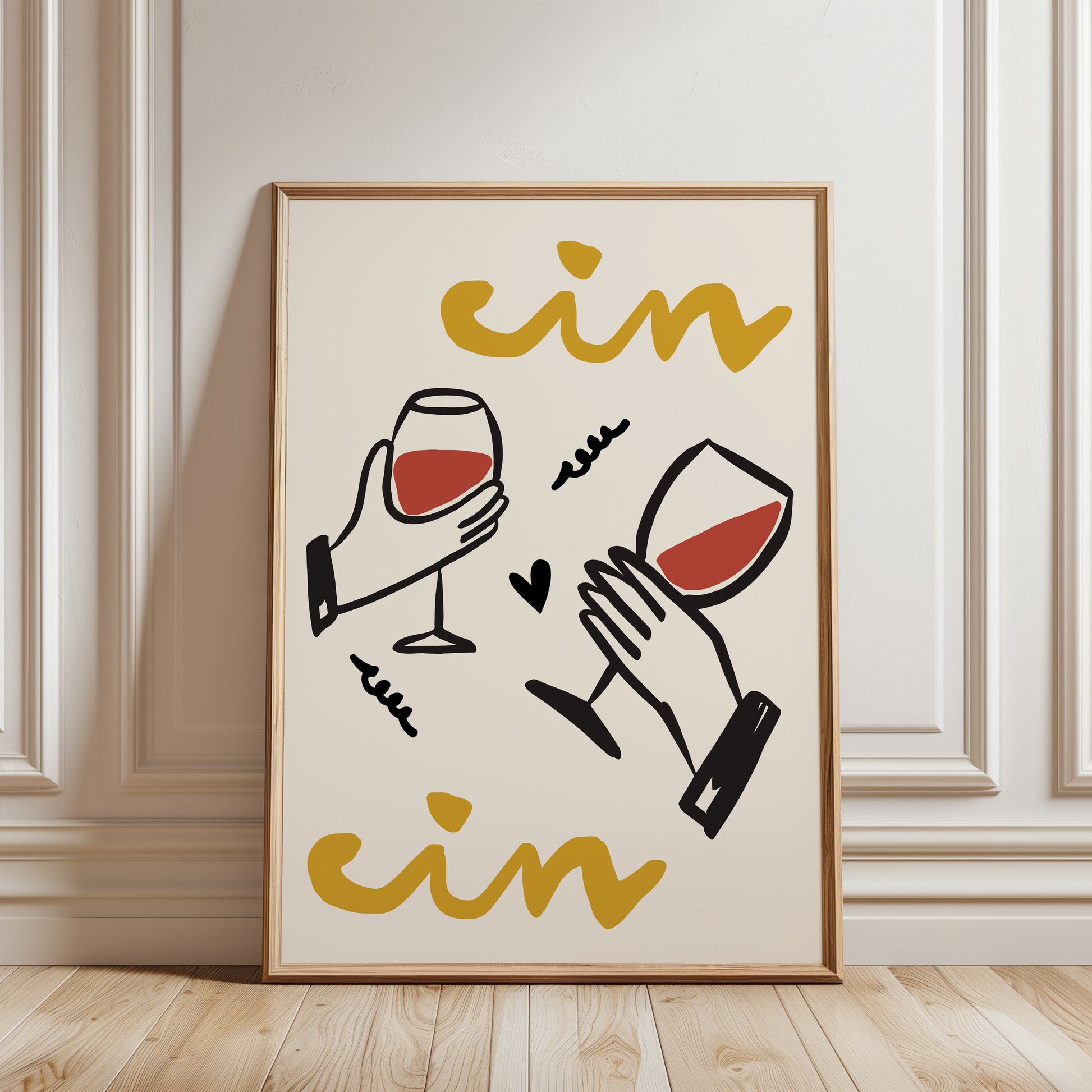 Ochre cin cin wine print