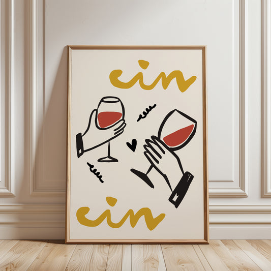 Ochre cin cin wine print