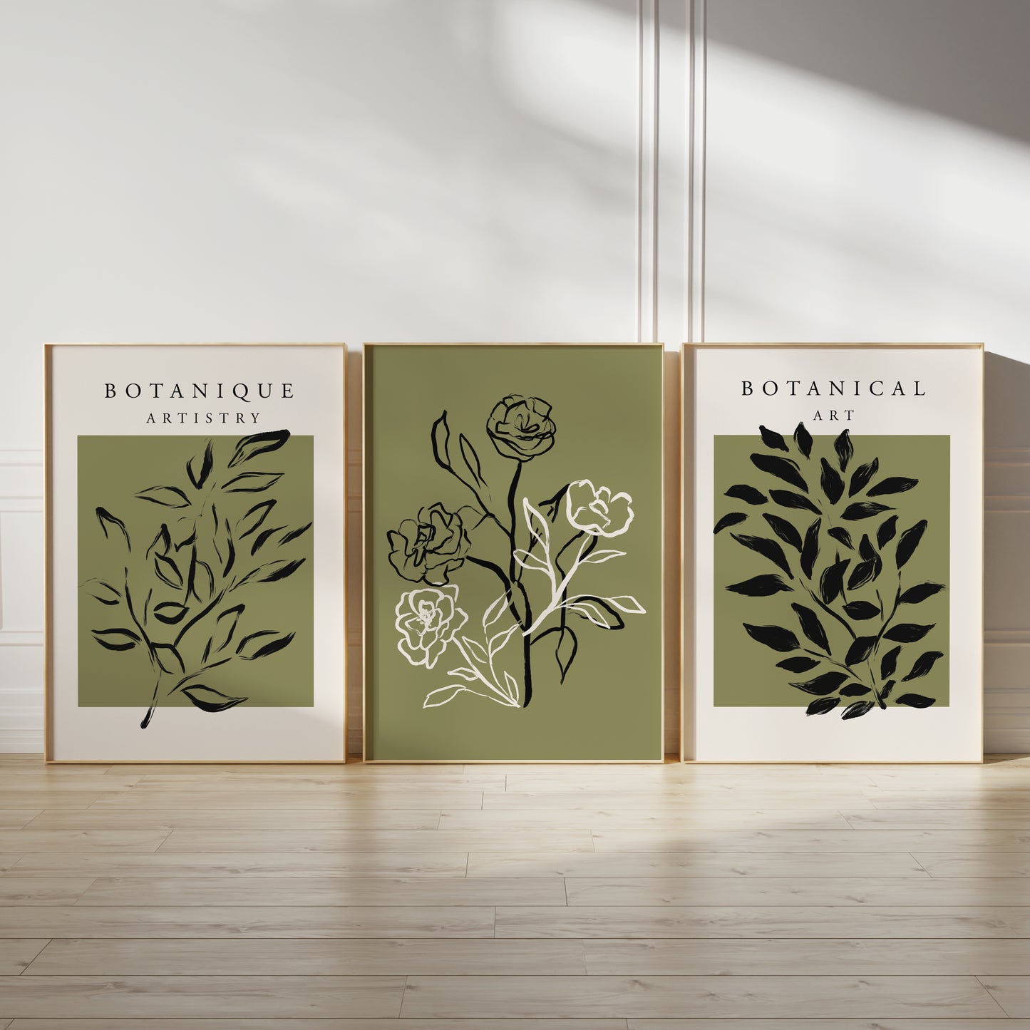 Olive green botanical wall art