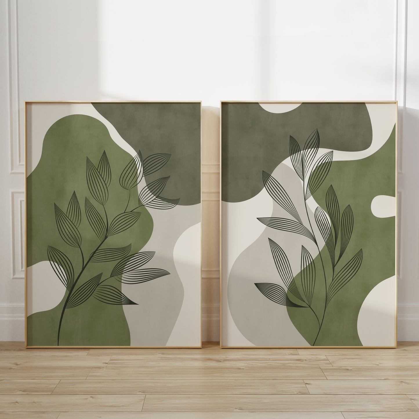Olive green botanical wall art prints