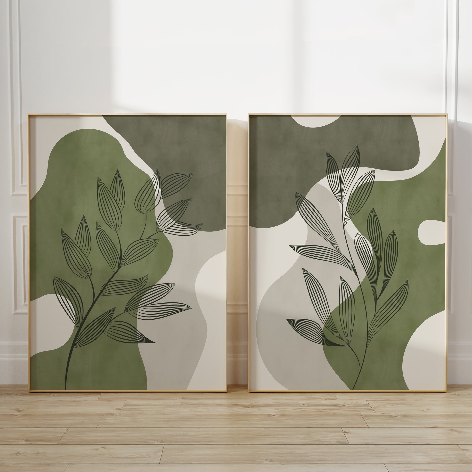 Olive green botanical wall art prints