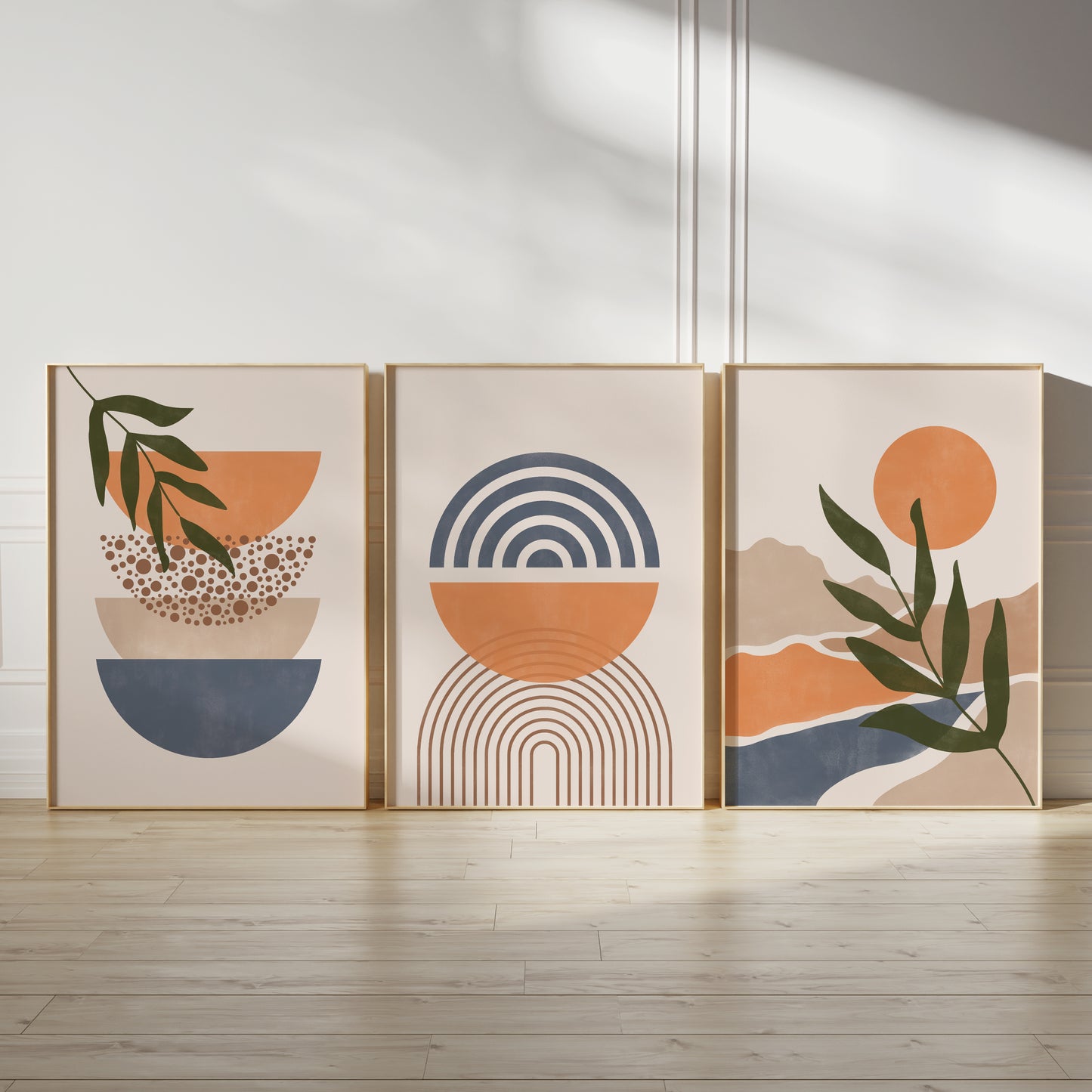 Orange and blue boho wall art