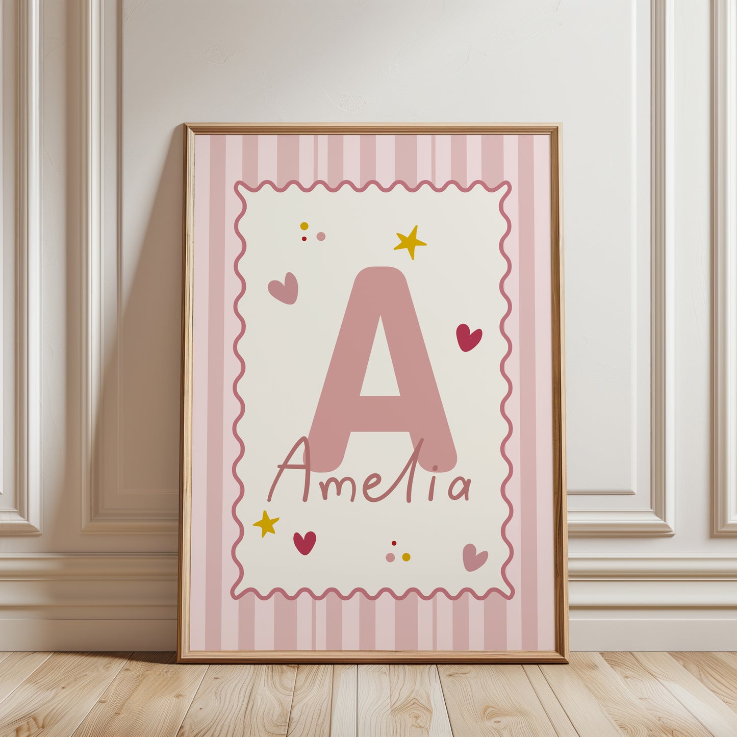 Set of 3 Girls Cute Nursery Wall Art Prints, Pink