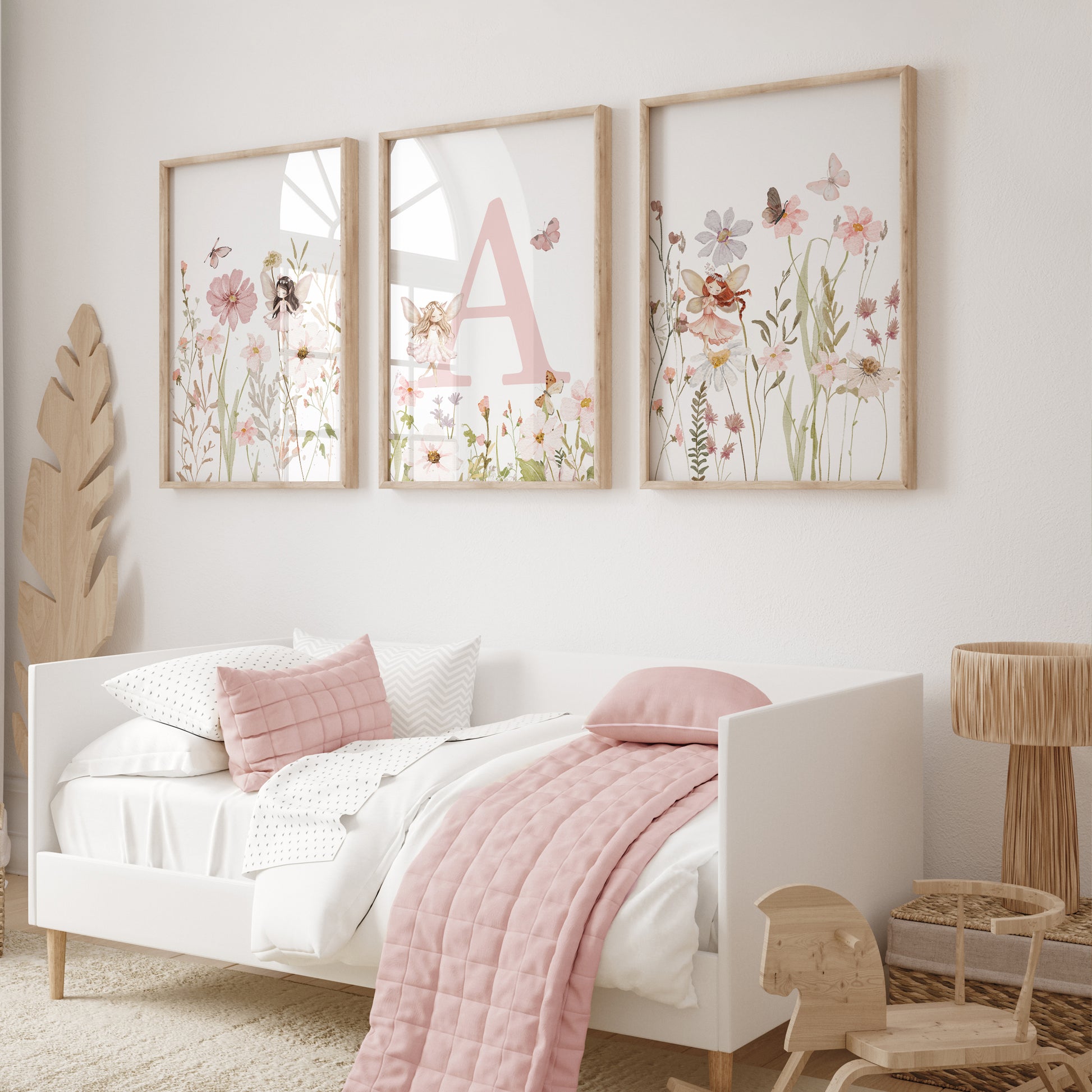 Personalised girls room prints with wildflowers and fairies