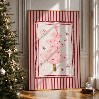 Pink Christmas Tree Print