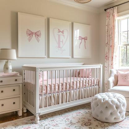 pink bow nursery prints