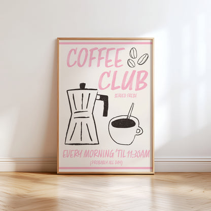 light pink coffee club print